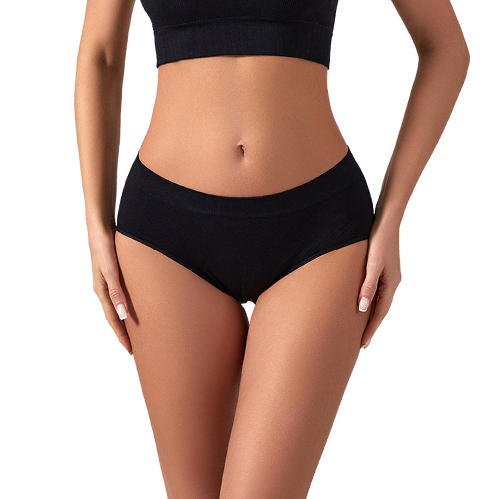 Бесшовные трусы с низкой посадкой для женщин, однотонные эластичные трусы с подъемом бедер, мягкие дышащие женские трусики с полным покрытием