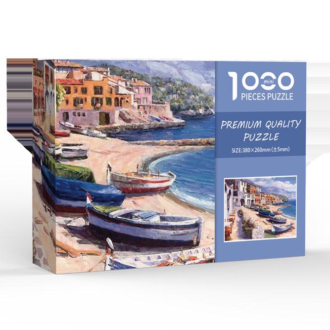 «Белая карточка Мини Пазл Большая волна Канагава 1000-элементный - Плотно прилегающие, без свободных элементов»