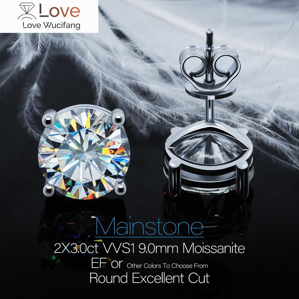 Всего 6,0 карат бриллиантов, прошедших проверку, муассанит, 18-каратное белое золото, серебряные серьги 925 пробы, ювелирные изделия, подарки для женщин и девочек