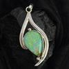 925 Sterling Silver CERTIFIED 39 Ct Natural Opal Pear Pendant For Birthday Gift