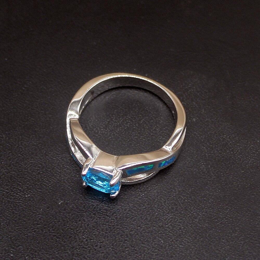 Hermosa Sparkle Blue Opal Sunny Topaz Натуральная серебро 925 пробы Кольцо Свадебные подарки для женщин Размер 7 # 20214272