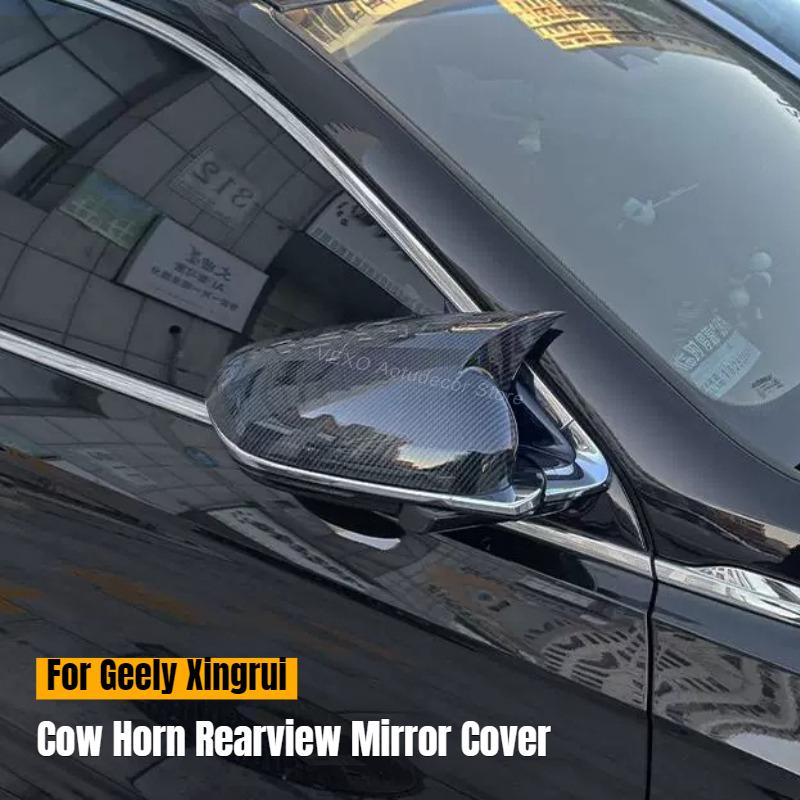 Car Rearview Mirror Cover Shell Case Trim Sticker Horn for Geely Xingrui Carbon Fiber Styling Protector Exterior Accessories