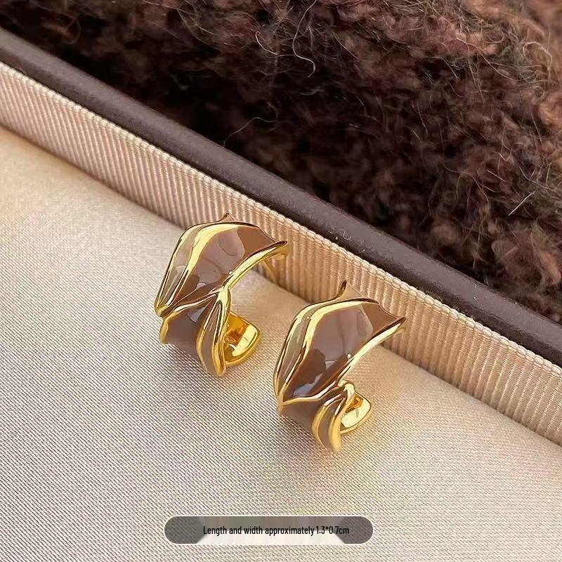 Французские ретро серьги-пусеты C-образной формы Myer Brown - Универсальные, простые, нишевый дизайн высокого класса для женщин.