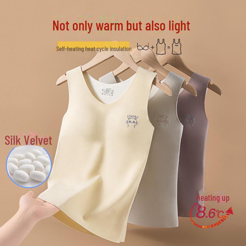 Girls' Seamless Thermal Vest with Chest Pad - Autumn/Winter