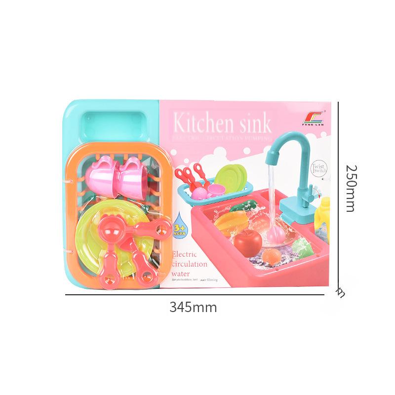 Детская электрическая игрушечная посудомоечная машина: Многоразовая мойка для воды и набор кухонных принадлежностей