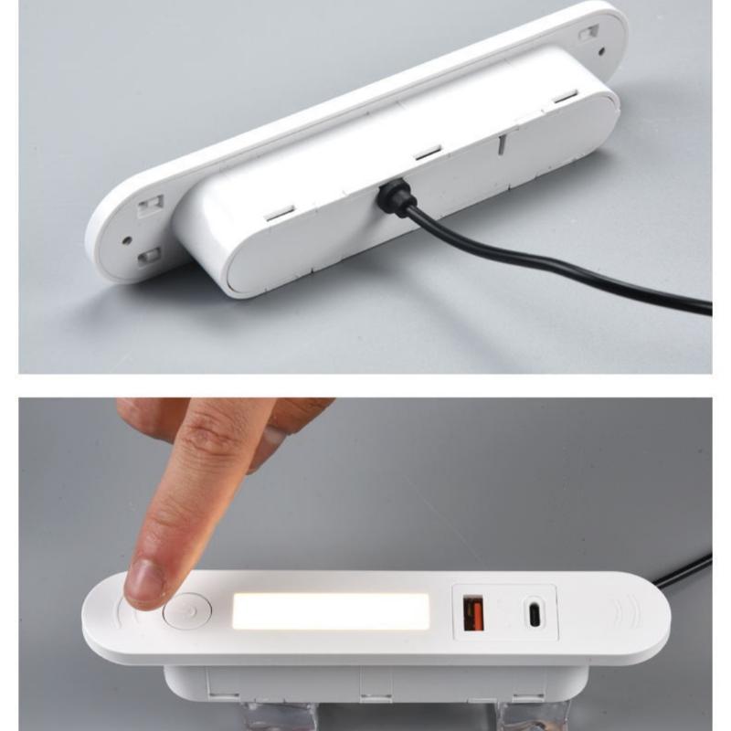 1 шт. Прикроватный столик Встроенное зарядное устройство для телефона 1 USB-A и 1 Type-C с ночником Скрытая многоразъемная встроенная скрытая розетка