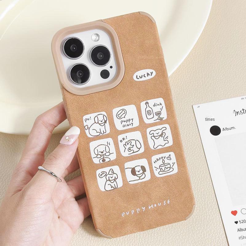 Zhitai Retro Leather Cartoon Case, Compatible with iPhone 12-16, including iPhone 14 Pro and 13.