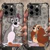 HOT Cartoon Lady And The Tramp Plating Phone Case For iPhone 17 17e 16 15 14 13 12 11 Pro Max X XR XSMax Mini Air Plus Anti-Fall