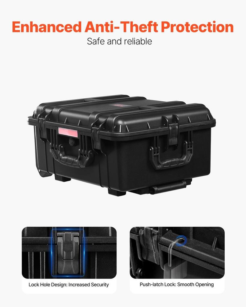 2.5 Cu.ft Weatherproof Hard Case Rolling Wheels & Retractable Handle Black