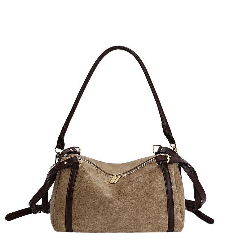 Винтажная матовая женская сумка-тоут большой вместимости «Бостон»: Сумка-боулинг на плечо и через плечо Осень/Зима