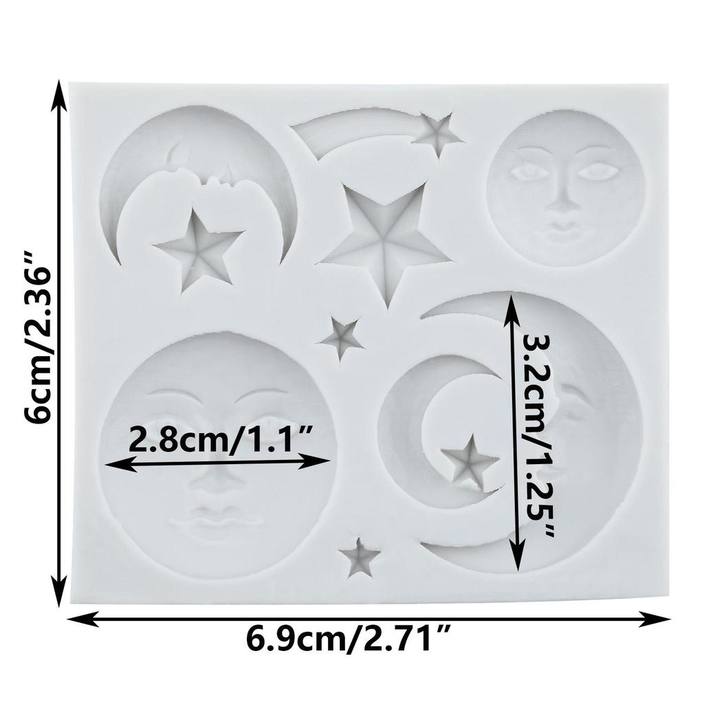 Силиконовая форма Солнце Луна Лицо Звезда Мифология Древней Греции Формы для мастики Инструменты для украшения торта Топпер для кекса Конфеты Смола Глина Шоколад Форма для гампасты