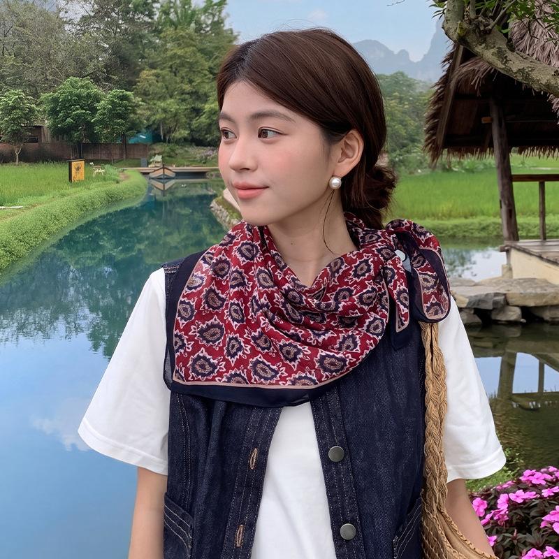 71 square scarf Lingxiao yarn velvet skin-friendly headscarf shirt suit with elegant scarf silk scarf