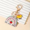 Wooden Pencil Rainbow Keychain English Letter Teacher Education Pendant  Female Lady Girl