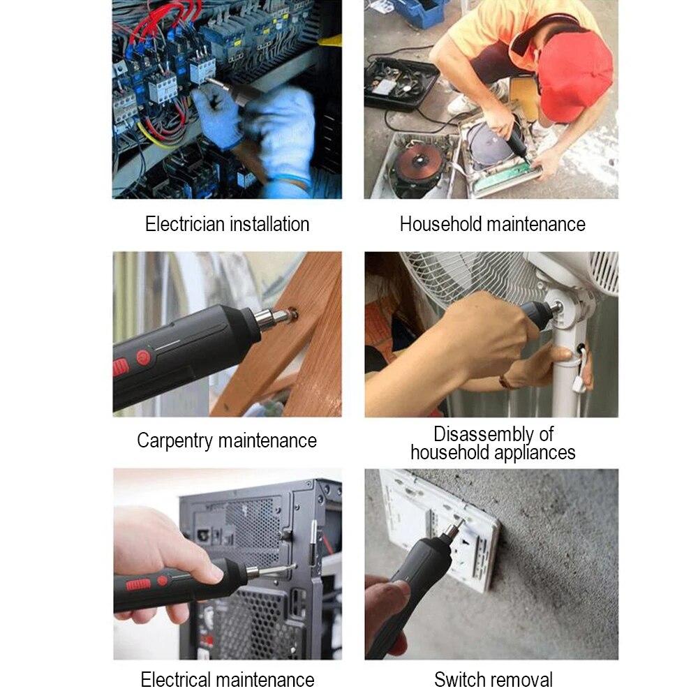 Мини-электрическая отвертка, аккумуляторная аккумуляторная отвертка, портативный электроинструмент, дрель, умная отвертка