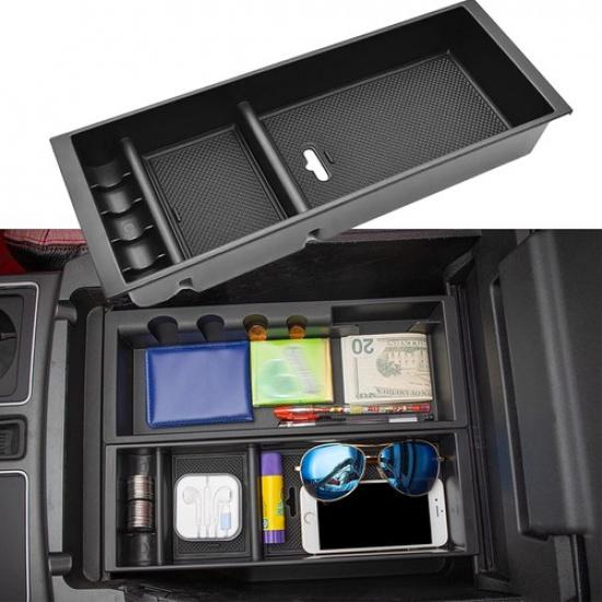 or 2021-2025 Ford F-150 Center Console Organizer Armrest Tray Storage Box Black