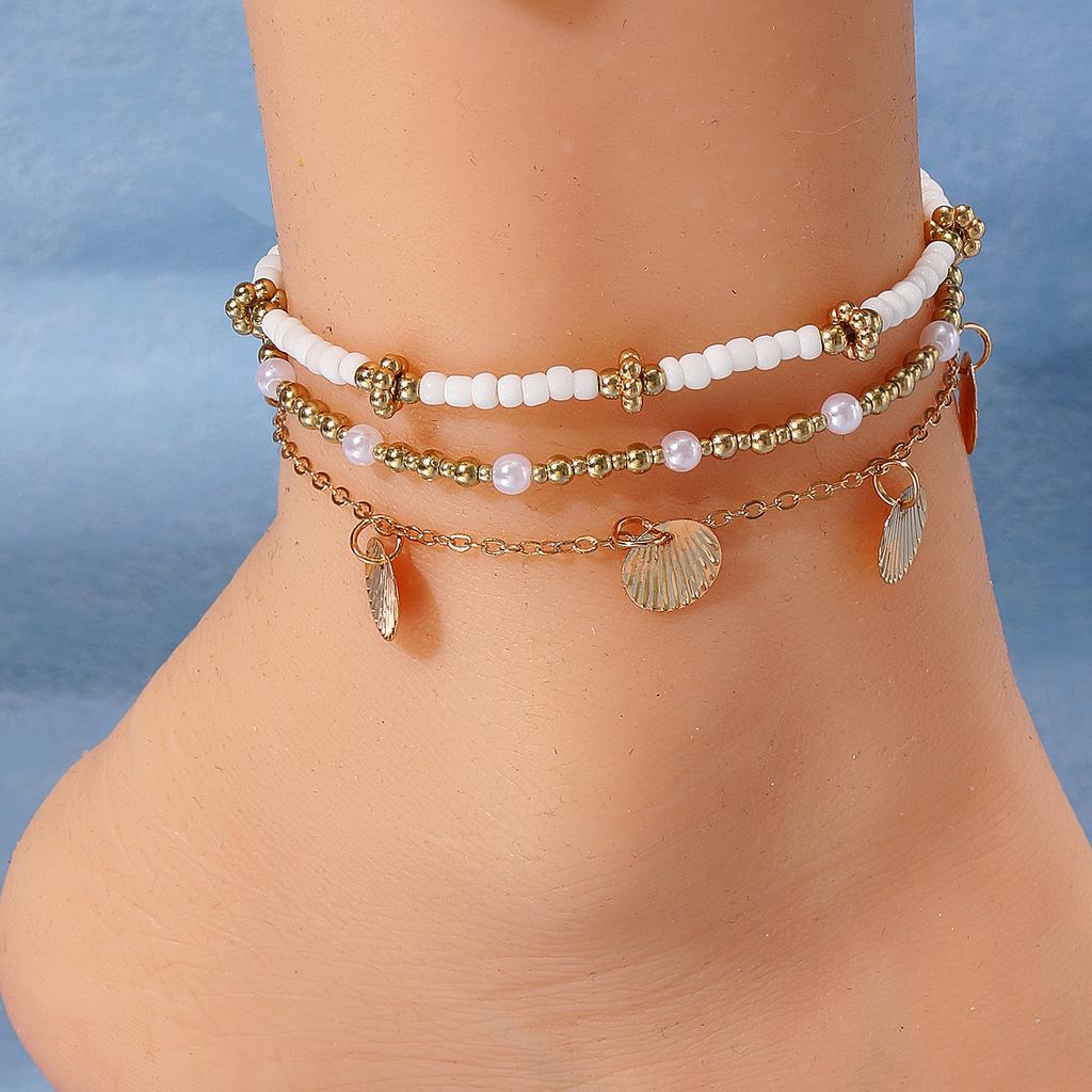 Retro  Beads Anklet for Women Fashion Handmade Shell Butterfly On Foot Bracelet Bohemian Summer Beach Jewelry Gifts