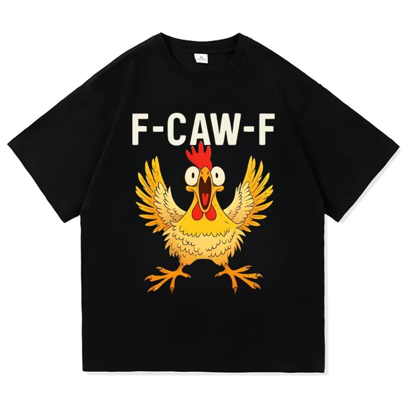 Смешная футболка F Caw F Chicken FCAWF Chicken Женская Мужская Оверсайз Y2k Футболка с круглым вырезом и коротким рукавом Идея для подарка Одежда
