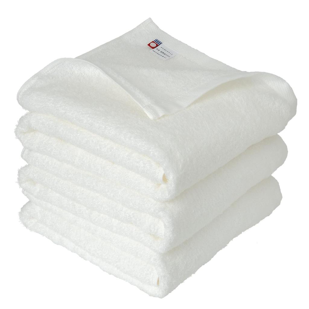 Oruta Imabari Towel Bath 3-Piece Set Thin Quick-Dry Made Japan Natural 65x120cm Cotton 100 White