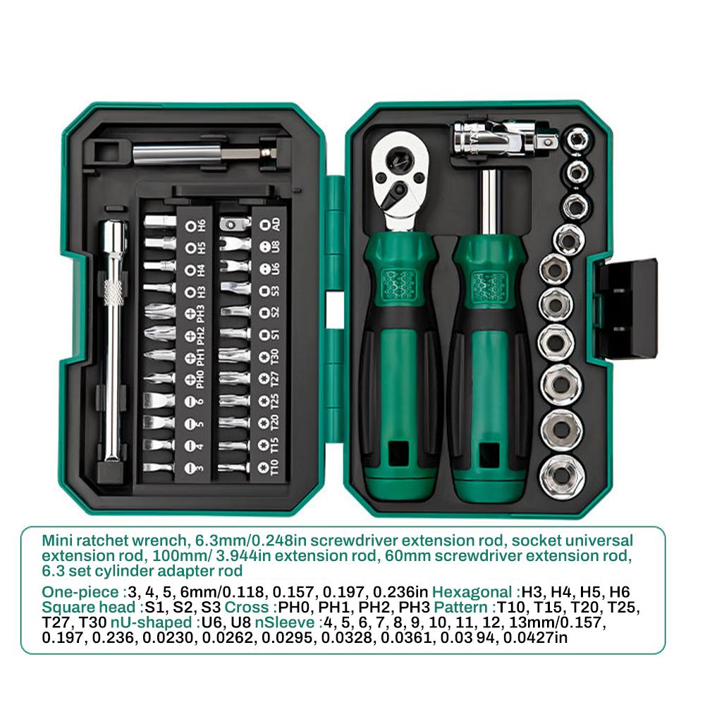 Наборы отверток и трещоточных ключей 40 в 1 с удлинительным стержнем для отвертки 6,3 мм, инструменты для бытового ремонта своими руками, набор магнитных отверток