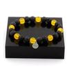 Stones and Minerals. Yellow Agate + Lava 8 Mm Pearl Bracelet. Made In France.
