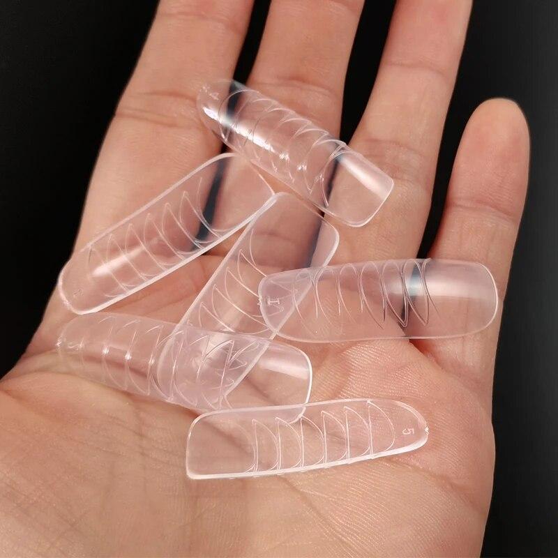 Двойные формы системы наращивания ногтей, шпильки/гроб/миндалевидные формы с полным покрытием для ногтей, УФ-гель, пластиковые формы для быстрого наращивания накладных ногтей