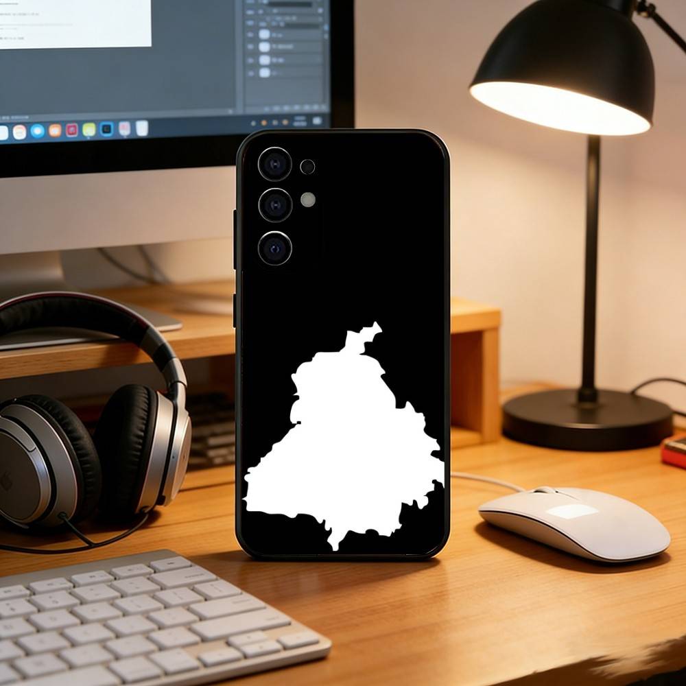 Punjab Map Phone Case For Samsung S25,S24,S21,S22,S23,S30,Ultra,S20,Plus,Fe,Lite,Note,10,Black Cover