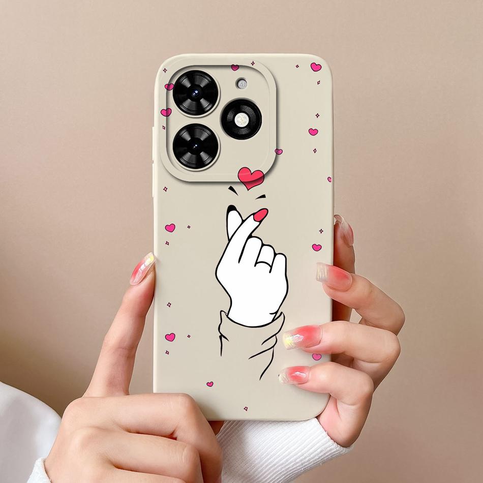 Чехол для Tecno Spark Go 2024 Простой Сердечко Мягкий Жидкий Силикон Защита Камеры Задняя Крышка Для Tecno SparkGo Funda Чехол для Телефона