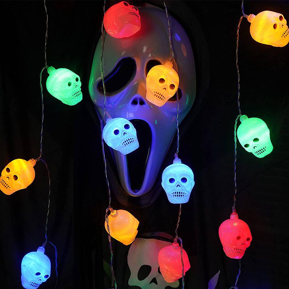 Светодиодные тыквенные огни Хэллоуинские украшения для вечеринок Череп гирлянды Бар Пульт дистанционного управления
