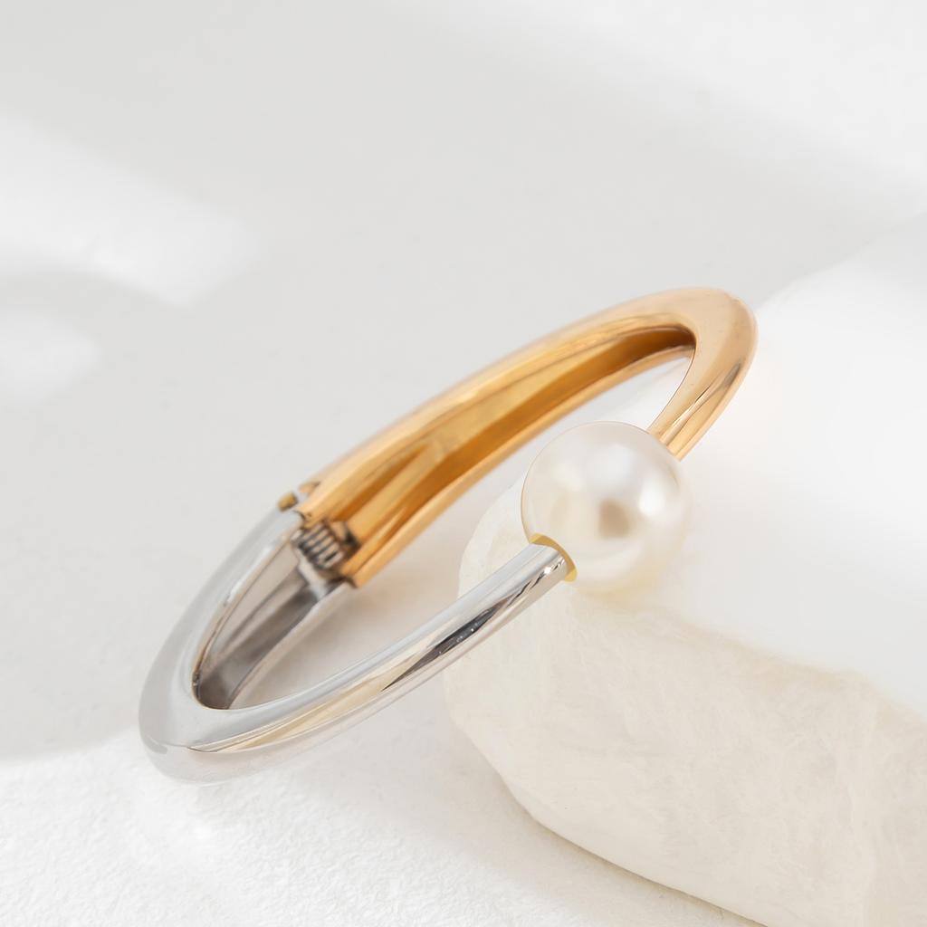 Ingemark 8 Styles Vintage Creative Gold Color Geometric Bangles Women Men Large Imitation Pearl Wide Cuff Bangles Jewelry Gift