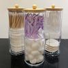 Double Layer Transparent Container Home Decor with Cover Portable Qtip Holder Dispenser Round
