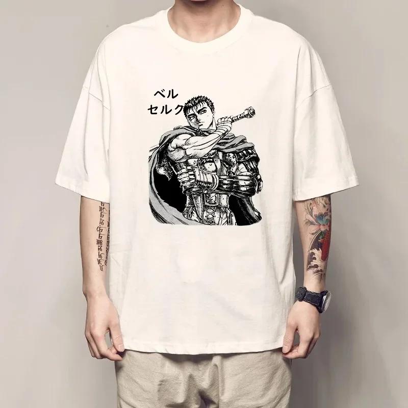 Футболки Berserk, забавные футболки Guts, мужские крутые футболки с рисунком манги, японские аниме, женские хлопковые футболки в стиле Харадзюку и хип-хоп, топы Y2k