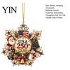 Seasonal Office Hotel Decorations Christmas Acrylic Hanging Ornament, Double Side Printed 250th Anniversary Pendant Indoor Outdoor Xmas Party Supplies