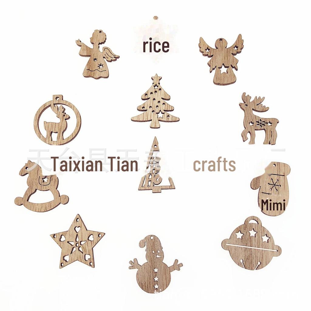 Рождественское украшение ручной работы из деревянной щепы «Ангел» и «Снеговик»