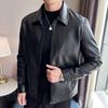Мотоциклетная кожаная куртка Мужская свободная куртка из искусственной кожи Повседневная куртка пилота с лацканами
