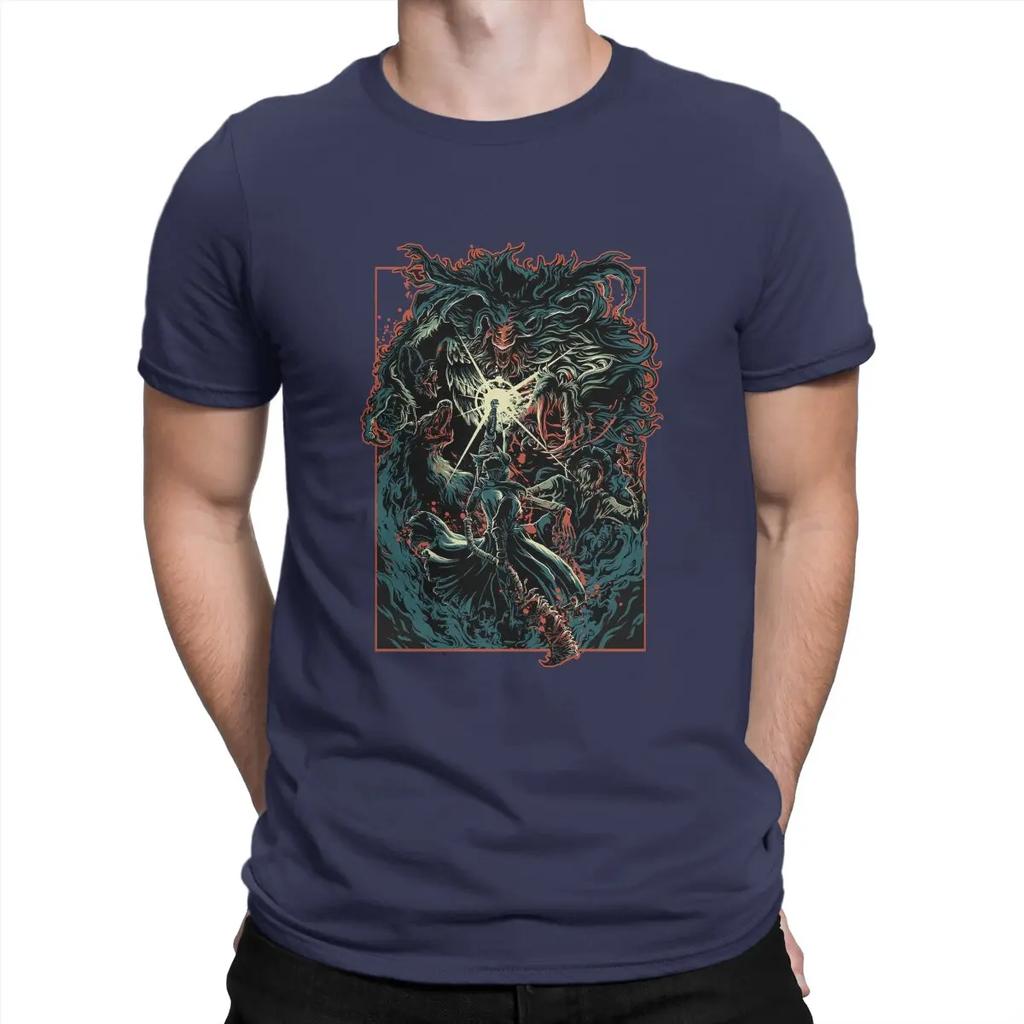 Игровые мужские футболки Bloody Monster DARK SOULS Смешная футболка с коротким рукавом и круглым вырезом Чистый хлопок Летняя одежда