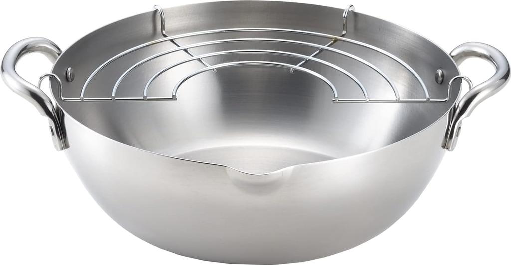 Yoshikawa Stainless Steel Tempura Made In Gift Wrapping SJ3391 Pot, 20cm, 2.9L Capacity, Tendoraku, Japan, Available,