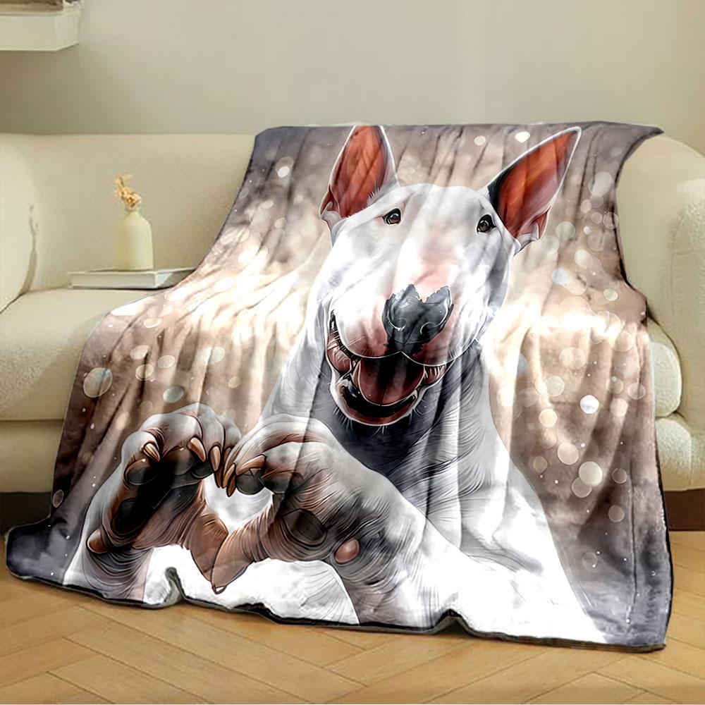 Bull Terrier Dog Making Heart for all seasons blanket lunch break throw gift