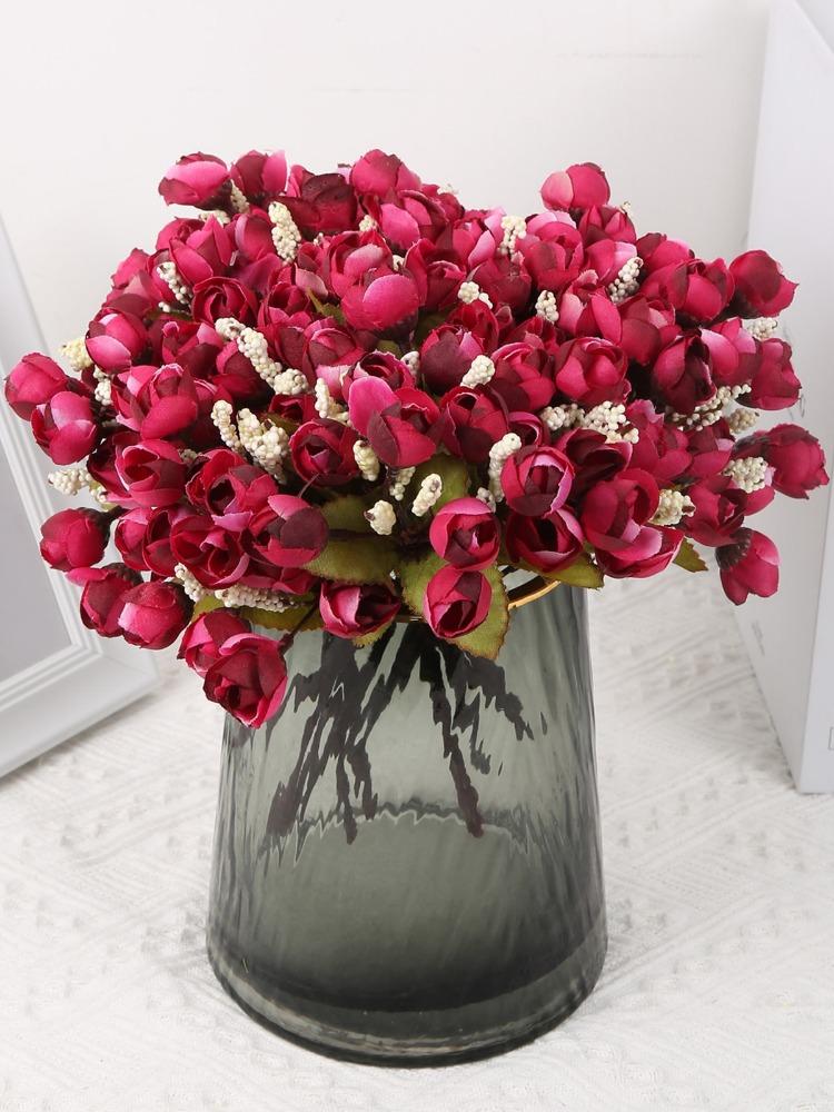 10 шт., искусственный бутон розы, мини-маленький бутон розы, 15 головок/пучок, шелковые искусственные цветы для DIY, свадьбы, дома, рождественский декор, цветочные подарки, реквизит для фотографий