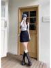 Women's Petite Black PU Leather A-Line Mini Skirt - Autumn/Winter Wrap Hip Style
