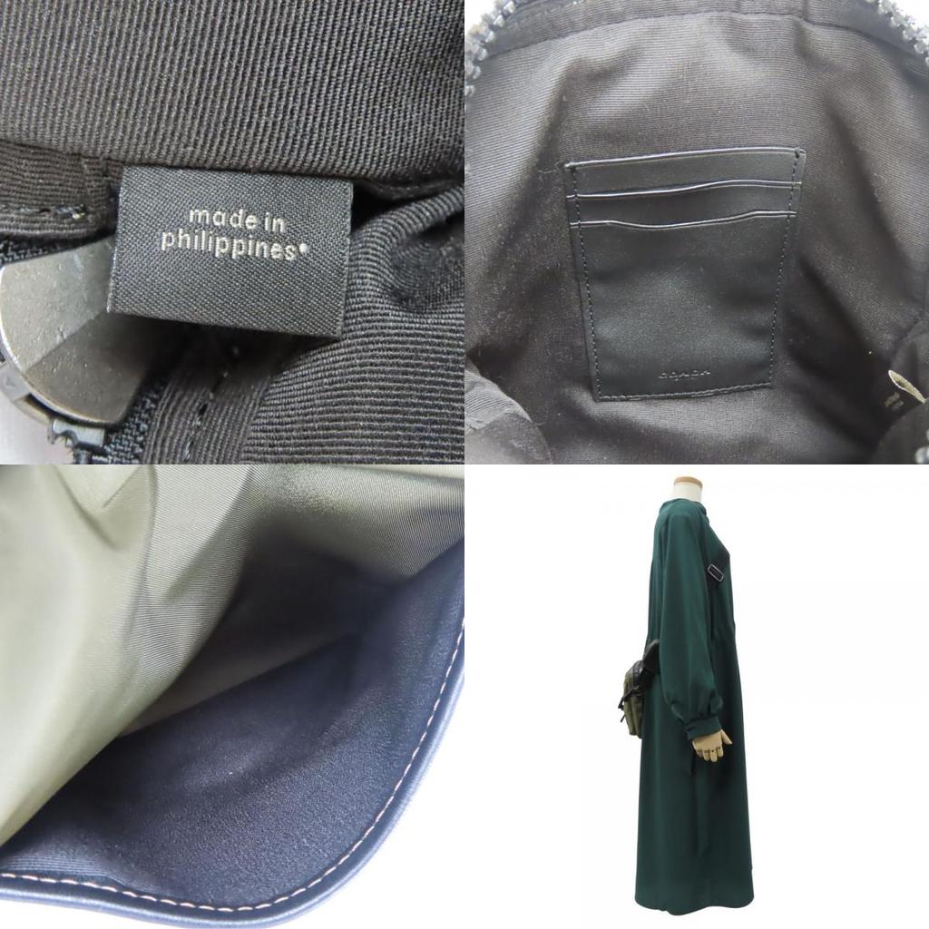 Used COACH Shoulder Bag Max Crossbody C9836 Nylon/leather Khaki Black