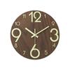 12 Inch Round Wooden Luminous Wall Clock Silent Non Ticking Clock Light In Dark Night For Home Bedroom Living Room Decoration