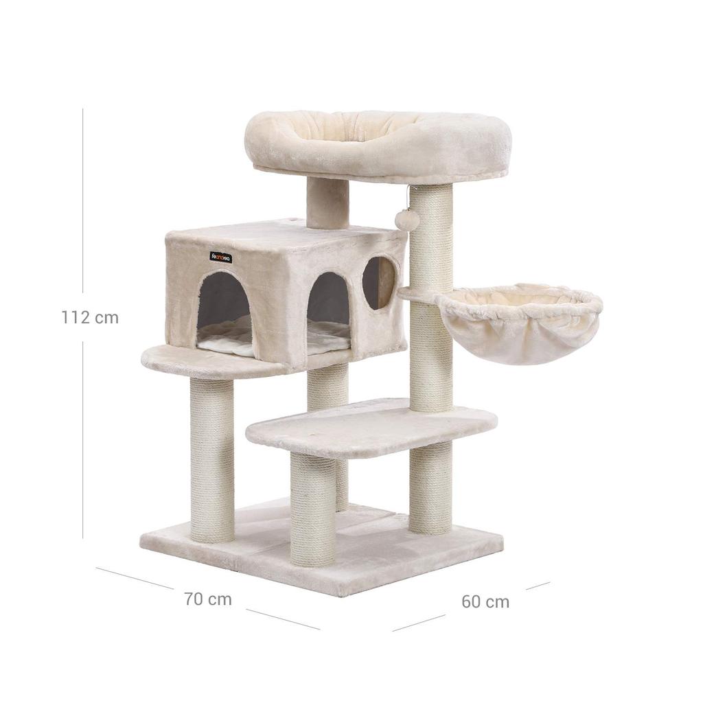 FEANDREA Cat Tree, Cat Tower with XXL Plush Perch, Cat Condo with Adjustable Units, Cat Toys, Extra Thick Posts Completely Wrapped in Sisal, Stable