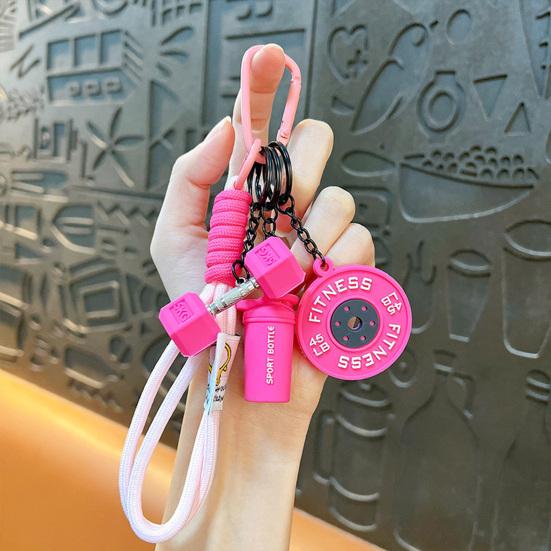 Брелок-подвеска Многофункциональный портативный брелок с плетеным шнурком Бутылка для воды Гантели Штанга Диски Фитнес-шарм Спортивные аксессуары