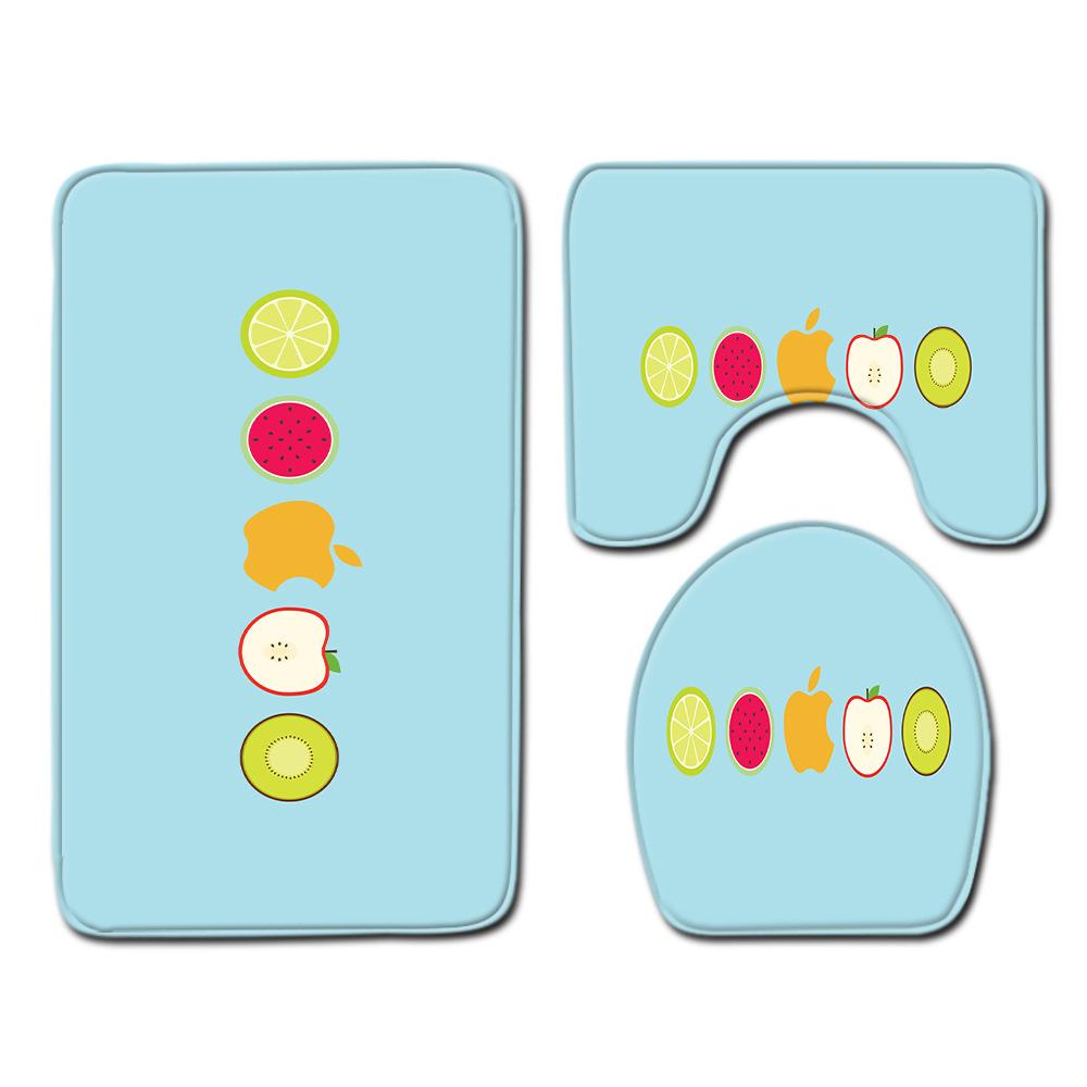 Small Fresh Toilet Three-Piece Floor Mat Bathroom Absorbent Non-Slip Carpet Door Mat