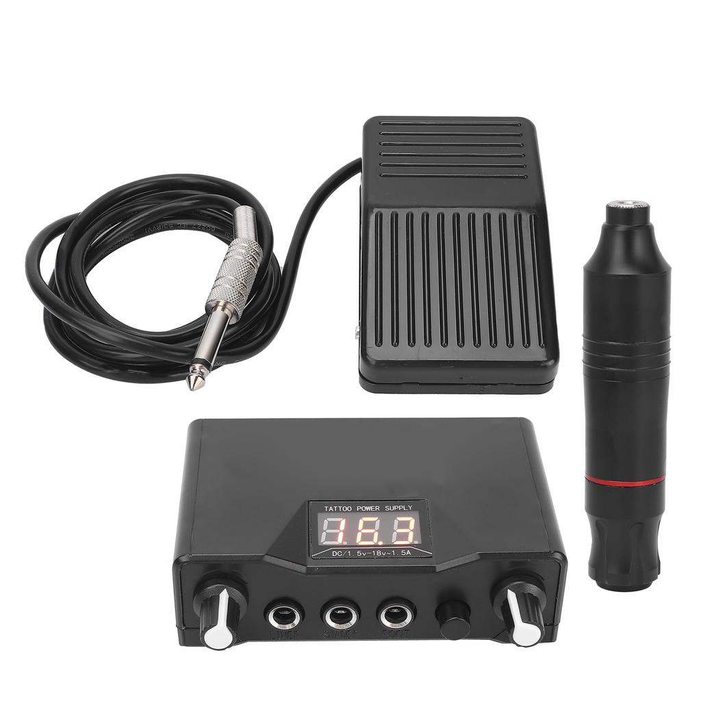 Профессиональный набор для татуировки с ручкой и блоком питания для тату-машинки, черный
