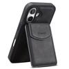 DENIOR D19 For iPhone 16 Magnetic Case Leather+PC+TPU Cover with Detachable Card Bag