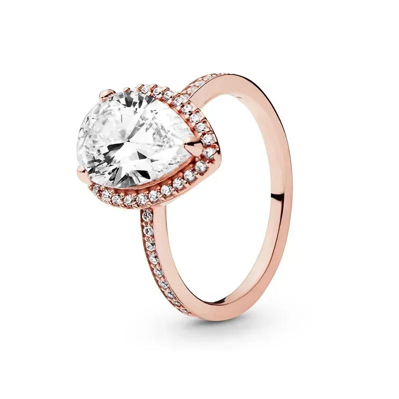 925 Sterling Silver Rose Gold Ring Hot Selling, Sparkling, Fashionable and Charming Crystal Ring, Women's Birthday Jewelry