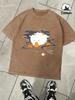 A Goose Free In The Water Design Snow Wash Men Tee Summer Retro T Shirt Soft Fashion Washed Clothing Unisex Cotton ONeck Tops