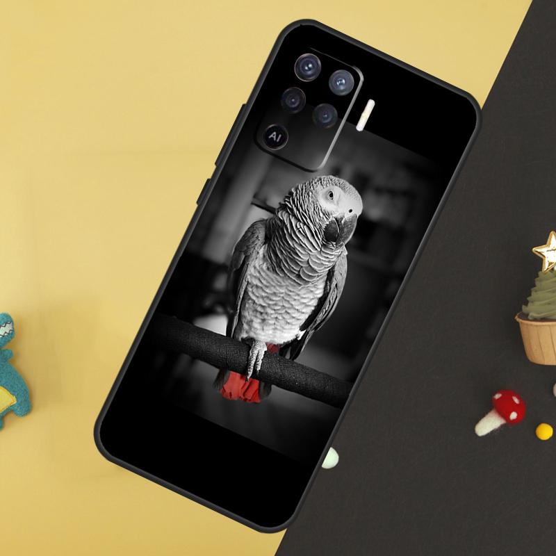 African Grey Parrot Case For Oppo A96 A76 A16 A17 A57 A60 A40 A80 A18 A38 A58 A78 A98 A15 A54 A74 A94 A6 A5 Pro