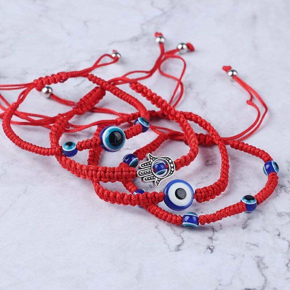 Red Thread Demon Eye Hand Braided Beads String Bracelets Jewelry Fashion Accessories Bangles